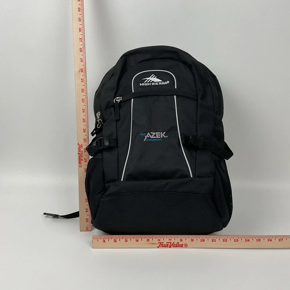 High Sierra Black Laptop Backpack Azek Logo Travel Work‎ School Bag New